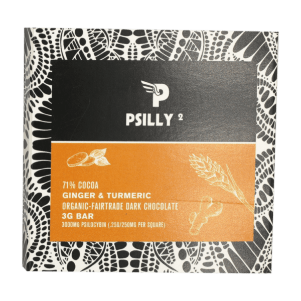 Psilly - Dark Chocolate Bar - Ginger & Turmeric | Fungalfriend Canada
