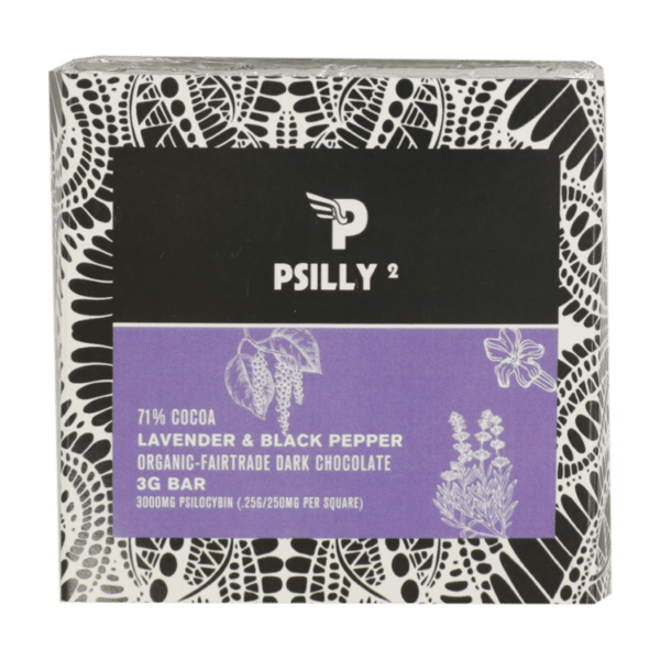 Psilly - Dark Chocolate Bar - Lavender & Black Pepper | Fungalfriend Canada