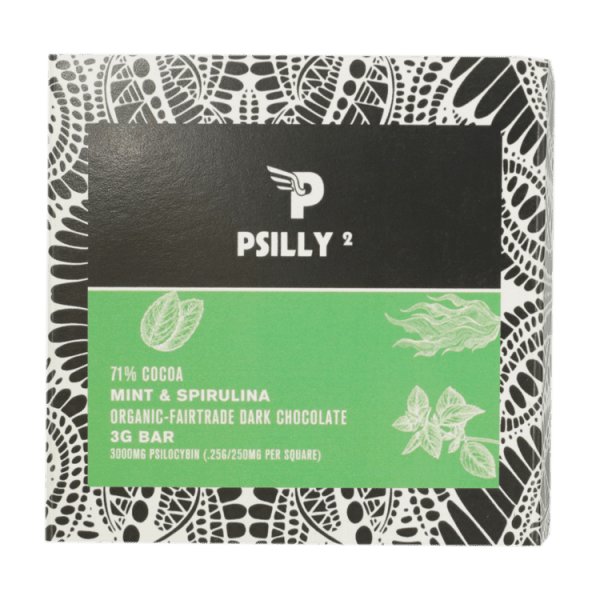 Psilly - Dark Chocolate Bar - Mint & Spirulina | Fungalfriend Canada